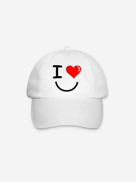 I Love Gesicht - Baseballkappe - Weiß/Weiß