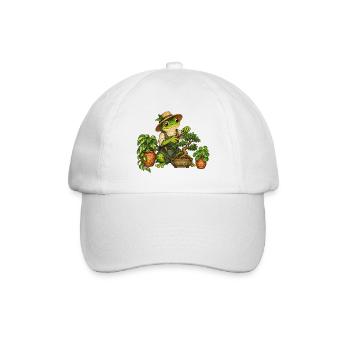 Frosch beim Bonsaischnitt - Baseballkappe - Weiß/Weiß - Vorne