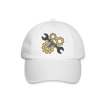 Schraubenschluessel Zahnraeder Grafik - Baseballkappe - Weiß/Weiß - Vorne