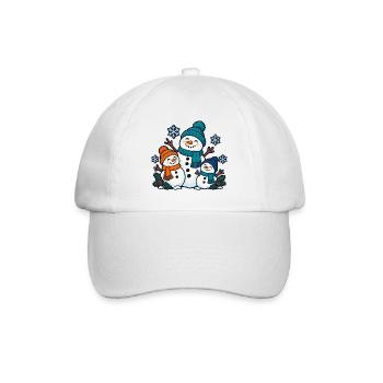 Schneemannteam – Wir bauen Winterfreude - Baseballkappe - Weiß/Weiß - Vorne