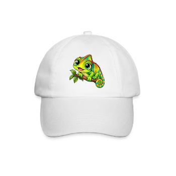Chamäleon Kawaii Style – Süßes Reptil - Baseballkappe - Weiß/Weiß - Vorne