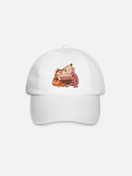 Katzenkuschelzeit: Bücher Tee Wärme - Baseballkappe - Weiß/Weiß