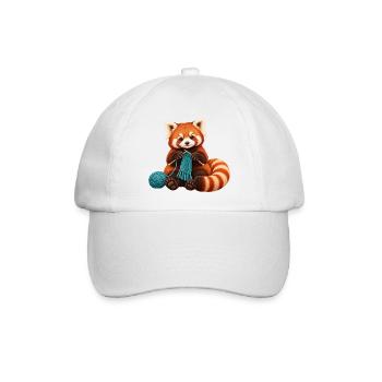 Roter Panda mit türkisfarbenem Schal stricken - Baseballkappe - Weiß/Weiß - Vorne