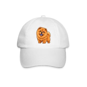Chow Chow Kawaii Style – Flauschiger Hund - Baseballkappe - Weiß/Weiß - Vorne