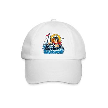 Cooler Seehund – Segelhund Kapitän - Baseballkappe - Weiß/Weiß - Vorne