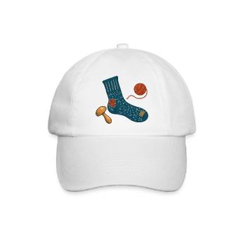 Reparierte Wollsocke und Stopfpilz - Baseballkappe - Weiß/Weiß - Vorne