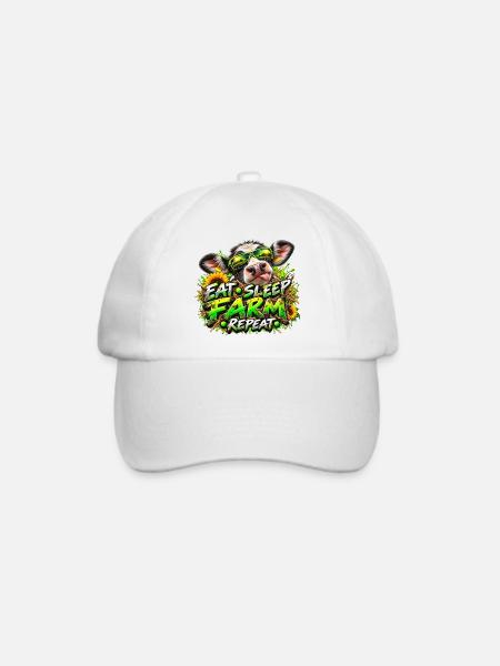 Eat Sleep Farm Repeats - Baseballkappe - Weiß/Weiß