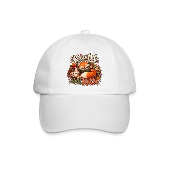 Kapitel statt Kälte – Lesender Fuchs Cozy Herbst  - Baseballkappe - Weiß/Weiß - Vorne