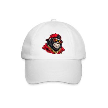 Cooler Gorilla mit Sonnenbrille – Urbane Streetwear - Baseballkappe - Weiß/Weiß - Vorne