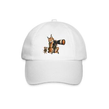 Luchs & Maus beim Fotografieren – Wald & Outdoor - Baseballkappe - Weiß/Weiß - Vorne