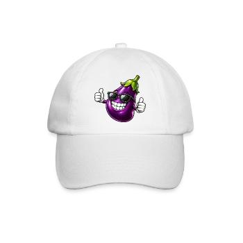 Coole Aubergine Cartoon Vegetarisch Sommer - Baseballkappe - Weiß/Weiß - Vorne