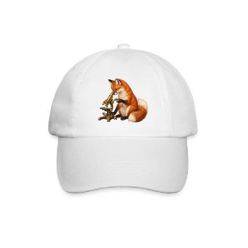 Fuchs mit Moos und Mikroskop - Baseballkappe - Weiß/Weiß - Vorne