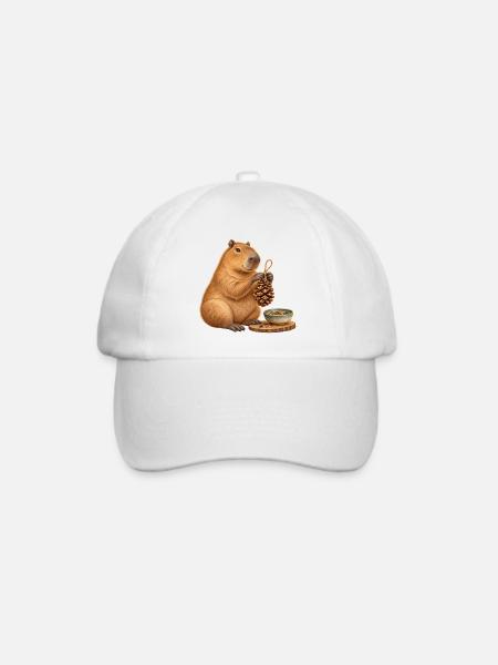 Capybara mit Zapfen-Futterspender - Baseballkappe - Weiß/Weiß