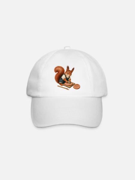 Eichhörnchen mit Fossilabdruck - Baseballkappe - Weiß/Weiß