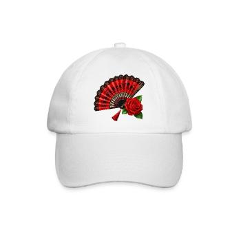 Spanischer Fächer mit Rose - Baseballkappe - Weiß/Weiß - Vorne