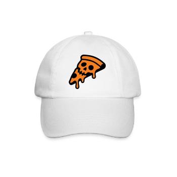 Pizza Totenkopf Halloween Grafik - Baseballkappe - Weiß/Weiß - Vorne