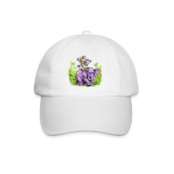 Regenbogen Zebra-Einhorn auf Lila Elefantenritt - Baseballkappe - Weiß/Weiß - Vorne