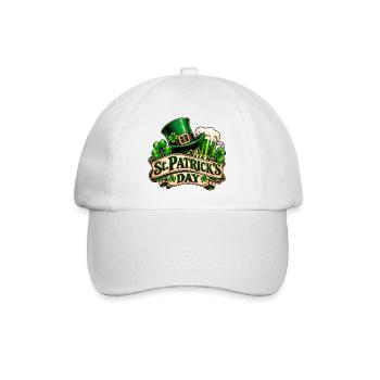 St Patrick's Day – Kleeblatt & Bier - Baseballkappe - Weiß/Weiß - Vorne