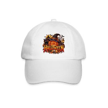 Halloween Kürbiszauber mit Hexenkatze - Baseballkappe - Weiß/Weiß - Vorne