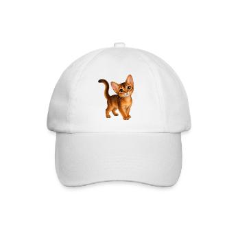 Abessinierkatze Kawaii Style – Süße Katze - Baseballkappe - Weiß/Weiß - Vorne