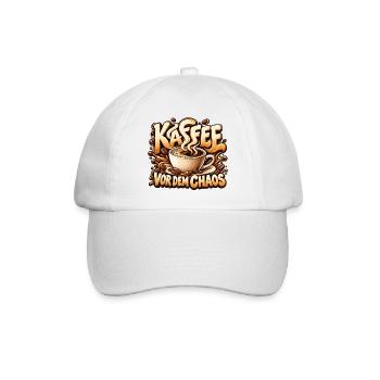 Kaffee vor dem Chaos Lustiges Geschenk für Freunde - Baseballkappe - Weiß/Weiß - Vorne