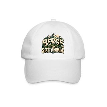 Berge statt Termine Geschenkidee für Naturfreunde - Baseballkappe - Weiß/Weiß - Vorne