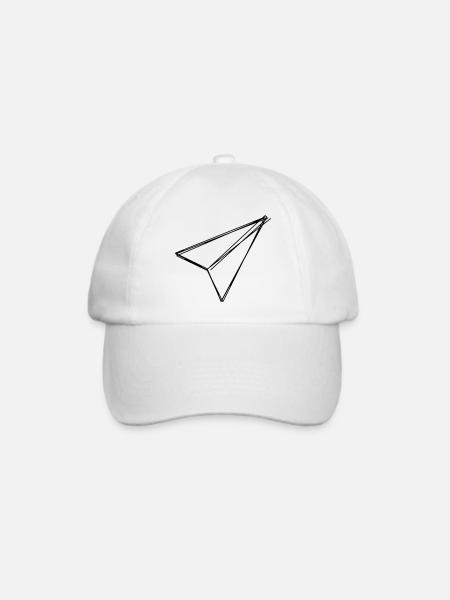 Papierflieger handgezeichnet - Baseballkappe - Weiß/Weiß