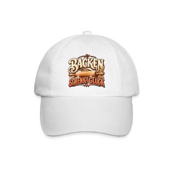 Backen schenkt Glück Backmotiv mit Teigrolle - Baseballkappe - Weiß/Weiß - Vorne