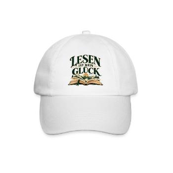 Lesen ist mein Glück Geschenktipp für Leseratten - Baseballkappe - Weiß/Weiß - Vorne