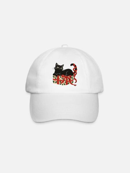 Schwarze Katze Weihnachtsgeschenk Weihnachtsmuffel - Baseballkappe - Weiß/Weiß