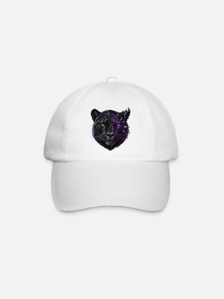 Schwarzer Panther Halbdämon – Lila Energie - Baseballkappe - Weiß/Weiß