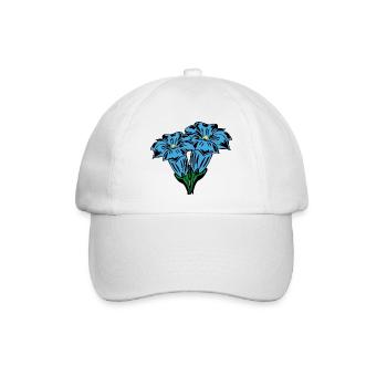 Enzian, Bergblumen, Berge - Baseballkappe - Weiß/Weiß - Vorne