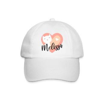 Melissa Name Vorname Kätzchen - Baseballkappe - Weiß/Weiß - Vorne