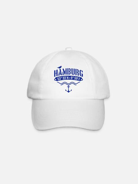 Hamburg Koordinaten Anker Möwe Längengrad - Baseballkappe - Weiß/Weiß