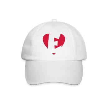 I love E - Herz E - Buchstabe E - Baseballkappe - Weiß/Weiß - Vorne