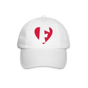I love F - Herz F - Buchstabe F - Baseballkappe - Weiß/Weiß - Vorne