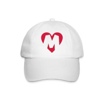 Herz M - I love M - Buchstabe M - Baseballkappe - Weiß/Weiß - Vorne