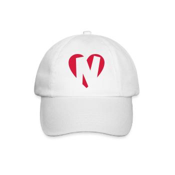 Herz N - I Love N - Buchstabe N - Baseballkappe - Weiß/Weiß - Vorne