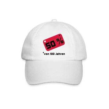 50 % ... von 100 Jahren - Baseballkappe - Weiß/Weiß - Vorne