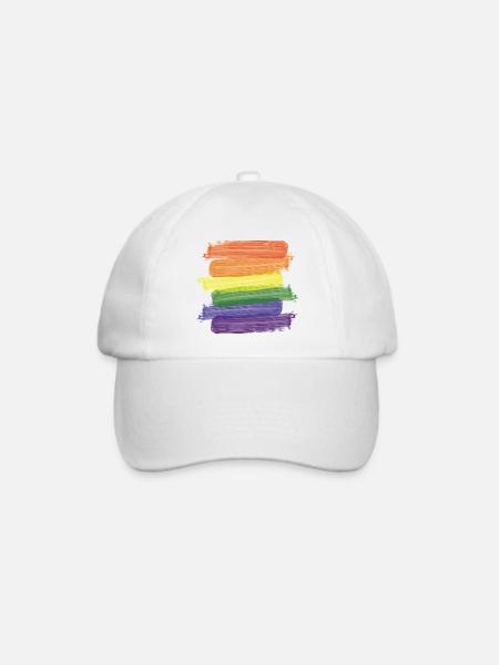 Regenbogen Pinsel (Strokes) - Baseballkappe - Weiß/Weiß