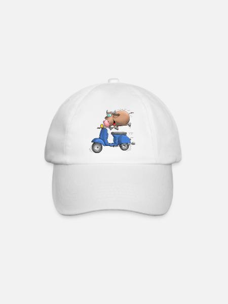 Moped Cartoon Stier - Baseballkappe - Weiß/Weiß