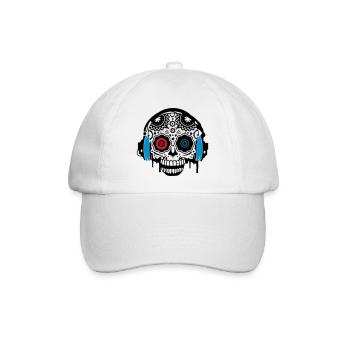 Sugar Skull mit Kopfhörer - Baseballkappe - Weiß/Weiß - Vorne