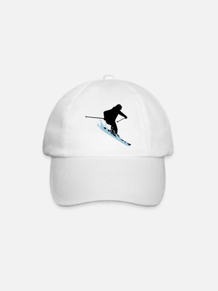Skifahrer, skifahren - Baseballkappe - Weiß/Weiß