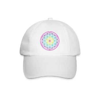 Regenbogen Lebensblume Blume des Lebens Flower - Baseballkappe - Weiß/Weiß - Vorne