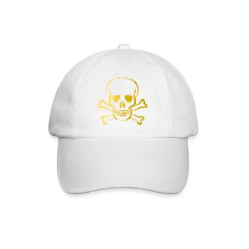 Totenkopf - Skull - Skull & Bones - Baseballkappe - Weiß/Weiß - Vorne