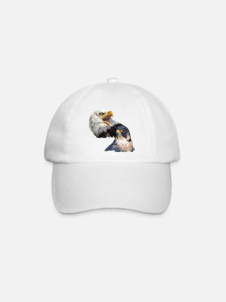 Weißkopfseeadler und Wanderfalke - Baseballkappe - Weiß/Weiß