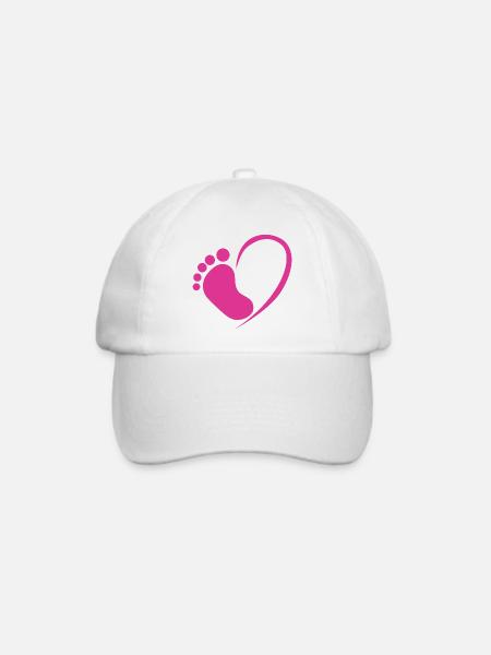 Baby Fuß Herz Rosa - Baseballkappe - Weiß/Weiß