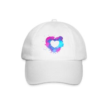 Aquarellherz mit rosa und hellblauen Farben - Baseballkappe - Weiß/Weiß - Vorne