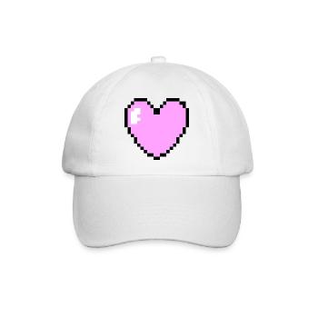 Rosa Pixel Herz - Baseballkappe - Weiß/Weiß - Vorne