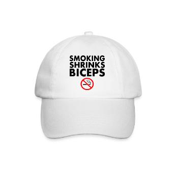 Smoking shrinks the biceps - Baseballkappe - Weiß/Weiß - Vorne